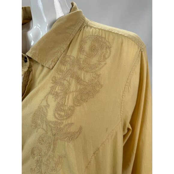 Calvin Klein Jeans Womens Beige Embroidered Button-Up Long Sleeve Shirt 2X - Picture 2 of 16